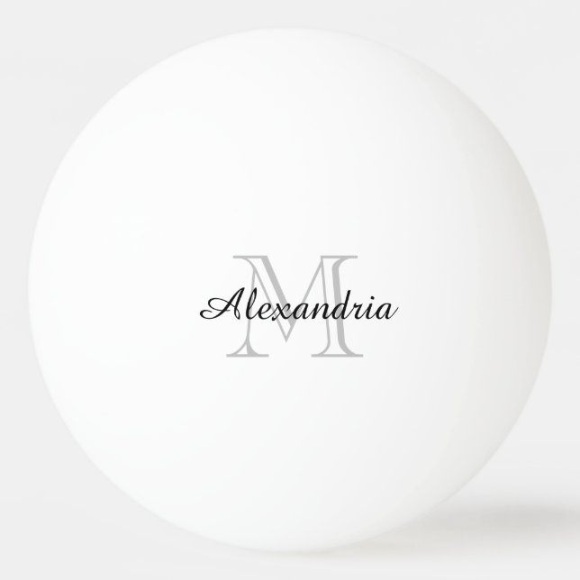 Grey Black Monogram Ping Pong Ball (Front)
