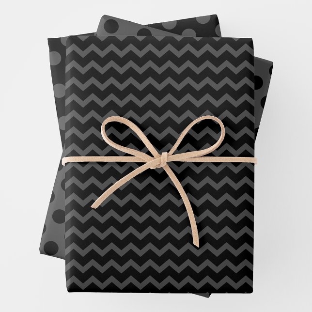 Grey & Black Multi-Pattern Wrapping Paper Sheets (Grey & Black Multi-Pattern Wrapping Paper Sheets)