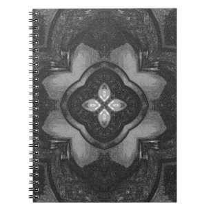 Grey Black Pencil Floral Pattern Notebook