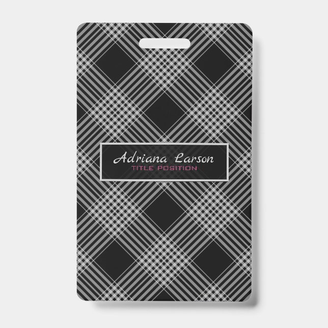 Grey & Black Plaid Badge (Front)