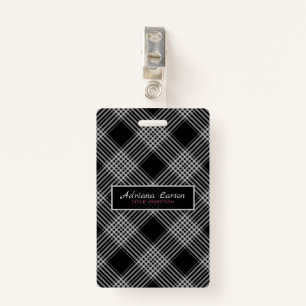 Grey & Black Plaid Badge