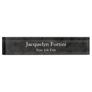 Grey Black Plain Elegant Modern Minimalist Nameplate