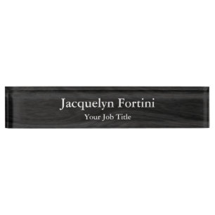 Grey Black Plain Elegant Modern Minimalist Nameplate