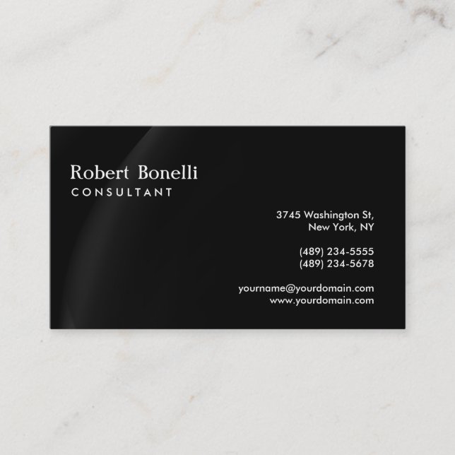 Grey Black Plain Modern Consultant Business Card (Front)