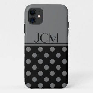 Grey/Black Polka Dot Monogram iPhone 11 Case