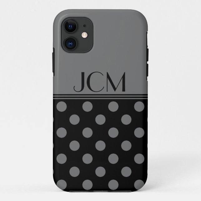 Grey/Black Polka Dot Monogram Case-Mate iPhone Case (Back)