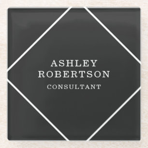 Grey Black Professional Stylish Trendy Minimalist Glass Coaster