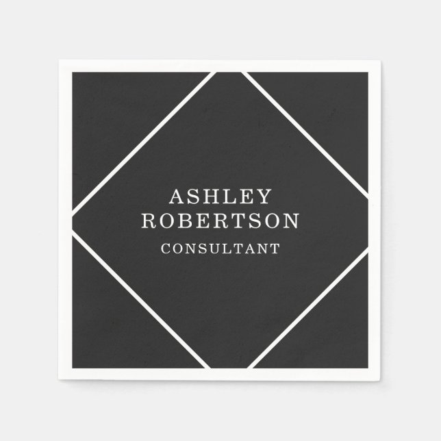 Grey Black Professional Stylish Trendy Minimalist Napkin (Front)