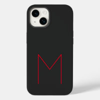 Grey Black Red Bold Monogram Modern Your Name