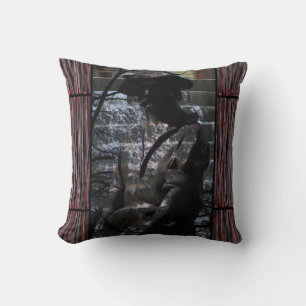 Grey Black Red Decorative Throw Pillow for Sofa
