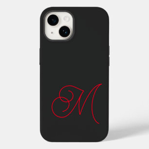 Grey Black Red Monogrammed Classical Script Case-Mate iPhone 14 Case