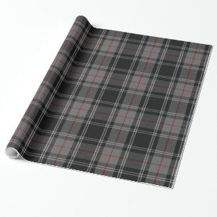Grey Black Red Tartan Plaid Wrapping Paper