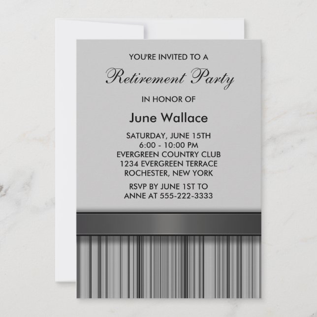 Grey Black Retirement Party Invitation (Front)