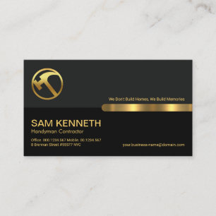 Grey Black Retro Columns Builder Handyman Business Card