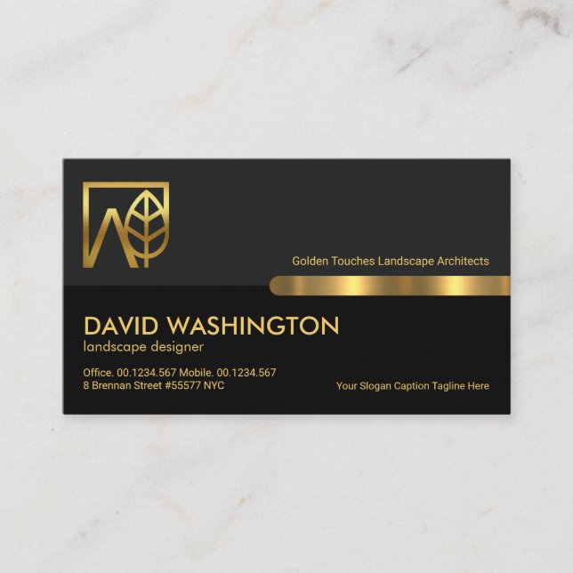 Grey Black Retro Columns Landscaping Landscaper Business Card (Front)