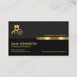 Grey Black Retro Columns Limo Chauffeur Business Card