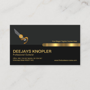 Grey Black Retro Columns Music Guitarist Business Card