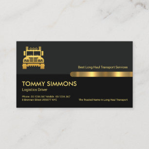 Grey Black Retro Columns Transport Truck Business Card