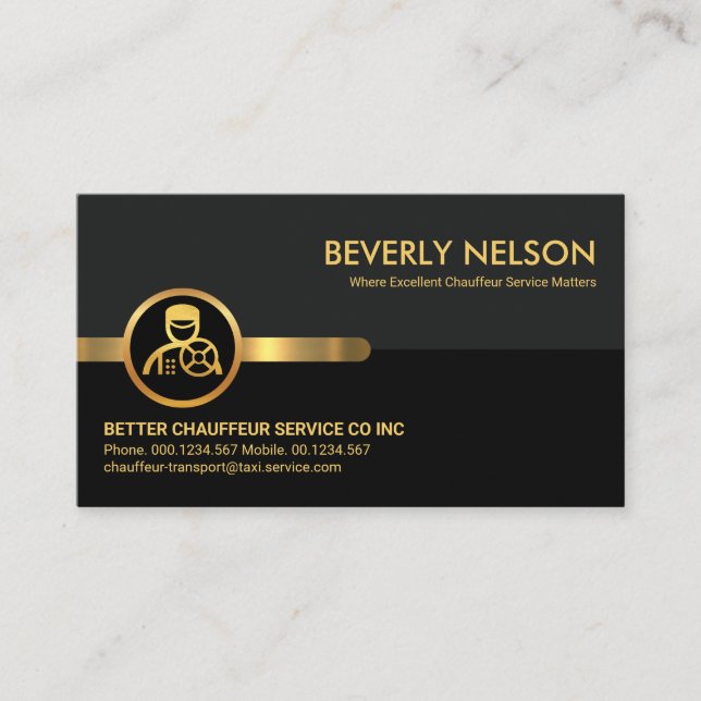 Grey Black Retro Layers Chauffeuring  Business Card (Front)