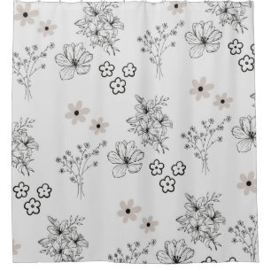 Grey Black Retro Y2K Hippie Flower Pattern