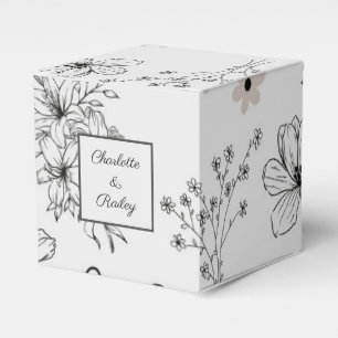 Grey Black Retro Y2K Hippie Flower Pattern Favor Box