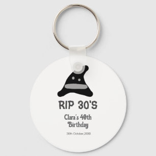 Grey black RIP 30's 40th birthday witch hat hallow Keychain