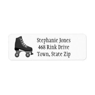 Grey Black Roller Skates Skating Label