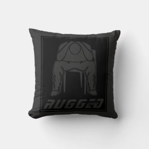 grey black Rugged Man Holding Head Thinking Man Throw Pillow
