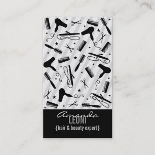 Grey & Black Salon Tools Vertical Business Card