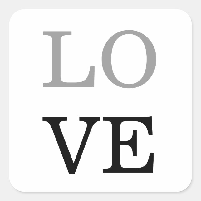 Grey Black Script Love Wedding  Square Sticker (Front)