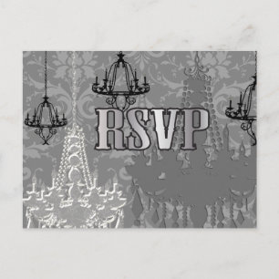 Grey, Black & Silver Chandelier RSVP Postcards