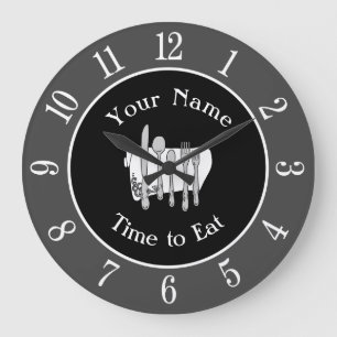 Grey Black Silverware Custom Clock with Numbers