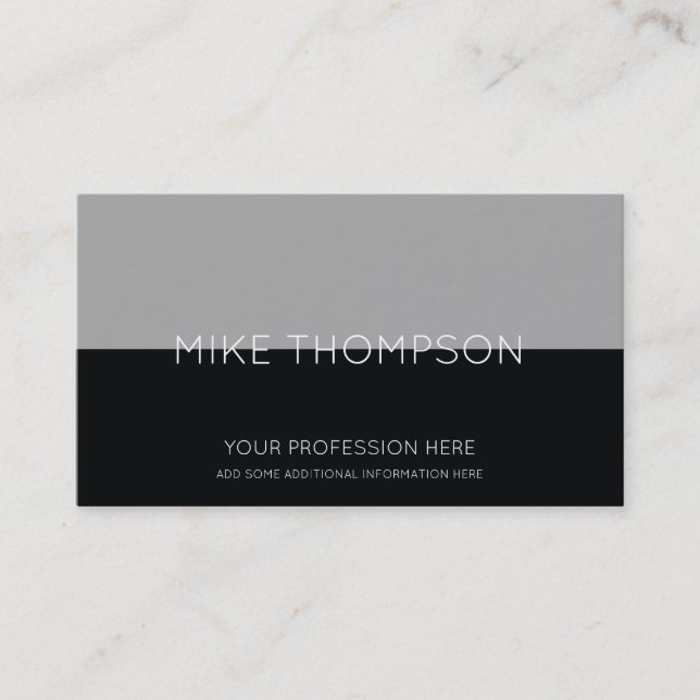 grey & black, simple, cool & modern business card (Front)