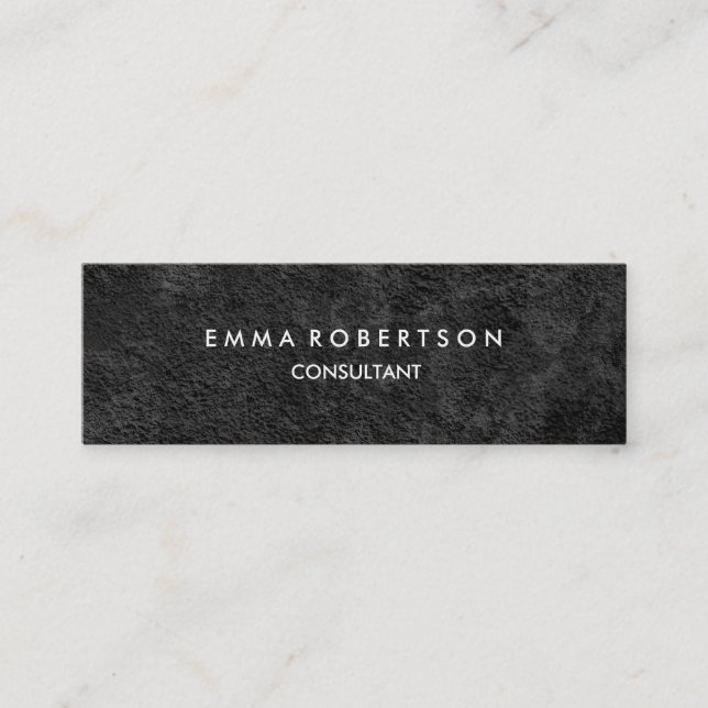 Grey Black Skinny Modern Professional Mini Business Card (Front)
