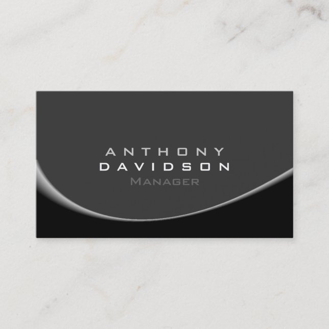 Grey Black Spiral Pattern Monogram Business Card (Front)