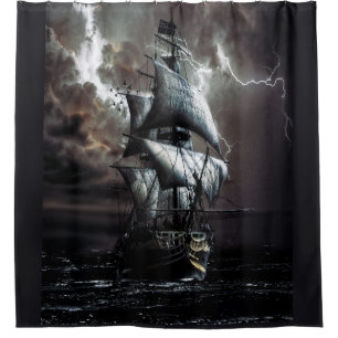 Grey Black Stormy Rainy Lightning Night Pirate
