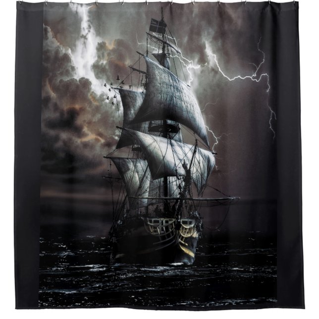Grey Black Stormy Rainy Lightning Night Pirate (Front)