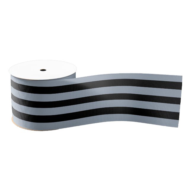 Grey Black Striped Colour 9BAABA Grosgrain Ribbon (Spool)
