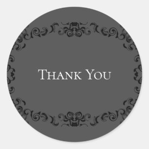Grey & Black Swirl Gothic Wedding Classic Round Sticker