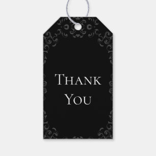 Grey & Black Swirl Gothic Wedding Gift Tags