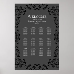 Grey & Black Swirl Gothic Wedding Poster