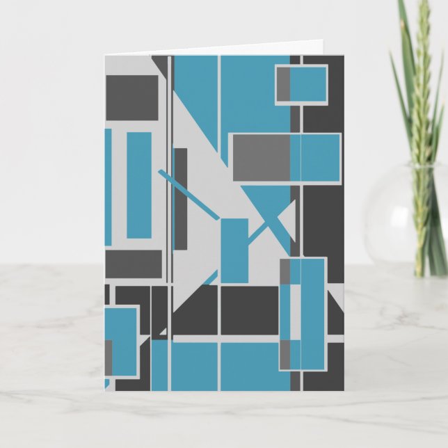 Grey Black Turquoise Abstract Subway Map MCM Look Card (Front)