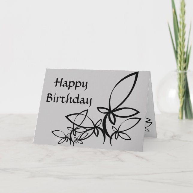 Grey & black Vectors, Happy Birthday - Customized Card (Front)