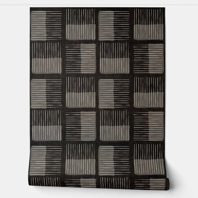 Grey Black Wallpaper Retro Mid Century Modern  (Unrolling)