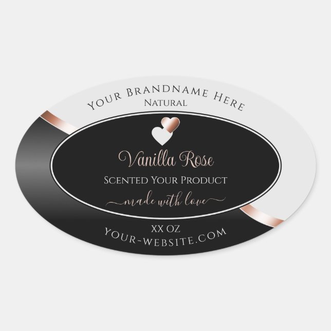 Grey Black Wavy Rose Gold Hearts Product Labels (Front)