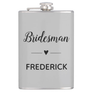 Grey Black Wedding Bridesman Personalized Hip Flask