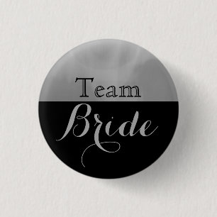 Grey & Black Wedding Team Bride 1 Inch Round Button