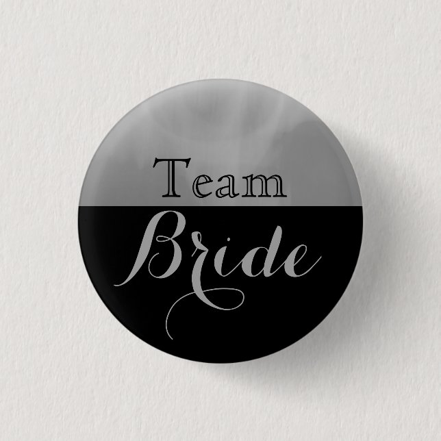 Grey & Black Wedding Team Bride 1 Inch Round Button (Front)