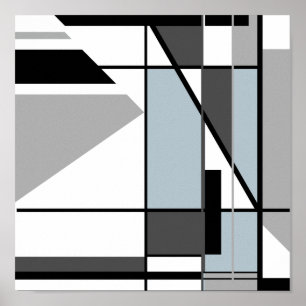Grey Black White Abstract Mosaic-like Design Poster