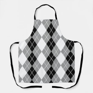 Grey Black White Argyle Diamond Design  Apron